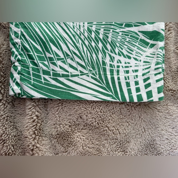 Panama Jack Linen Blend Wide Leg Pants Sz M Tropical Palm pockets green white - Picture 8 of 13